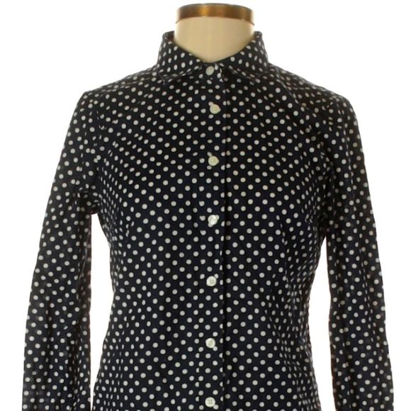 J CREW Black Polkadot Shirt - Picture 1 of 2